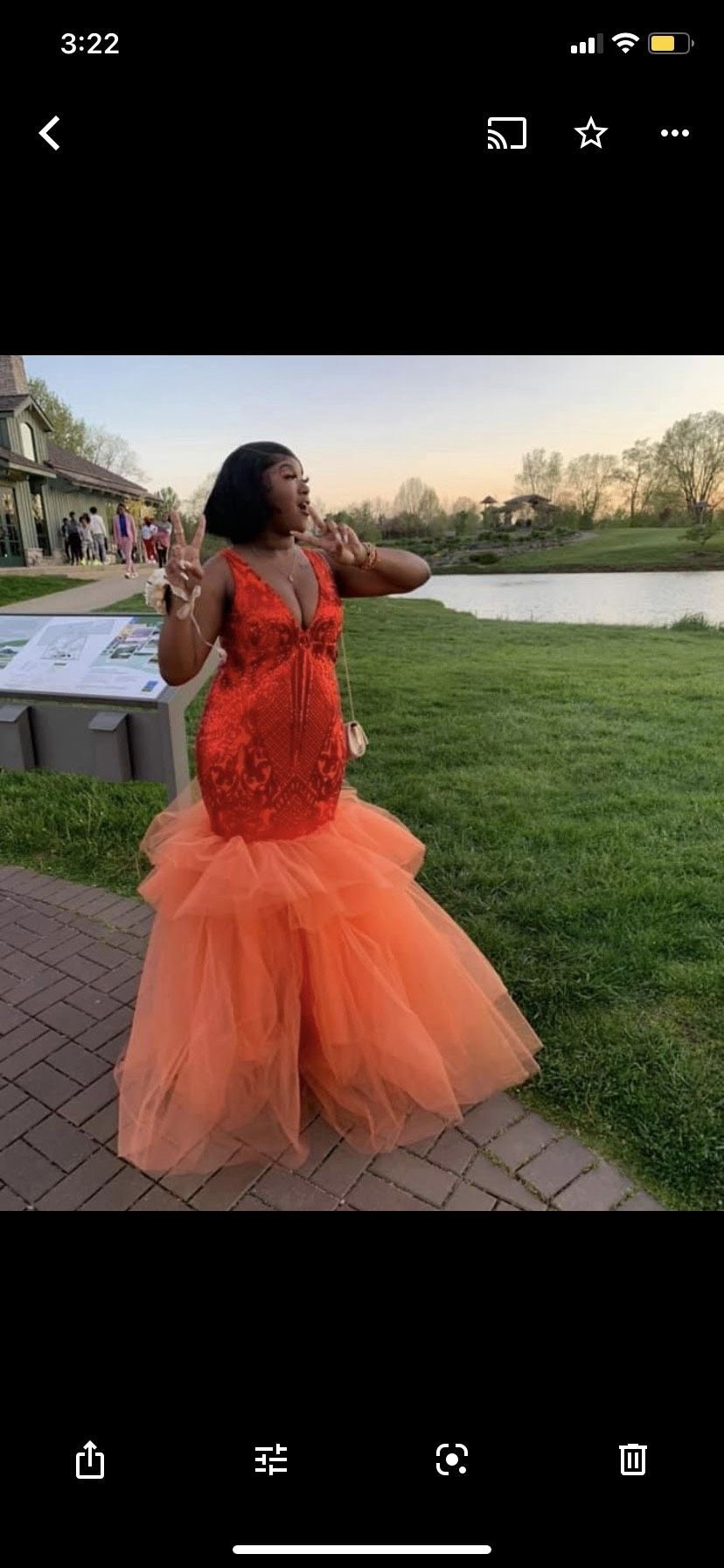 Size 12 Prom Orange Mermaid Dress on Queenly