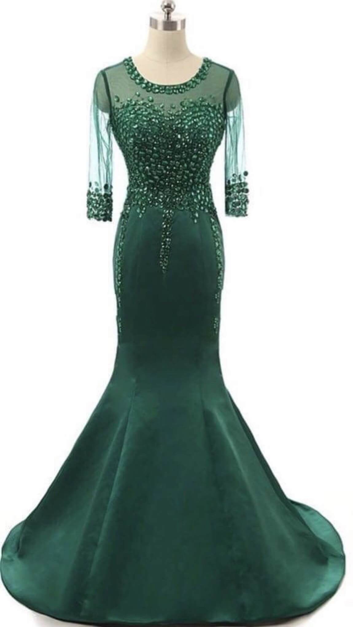 Size 14 Prom Sequined Green Mermaid Dress on Queenly
