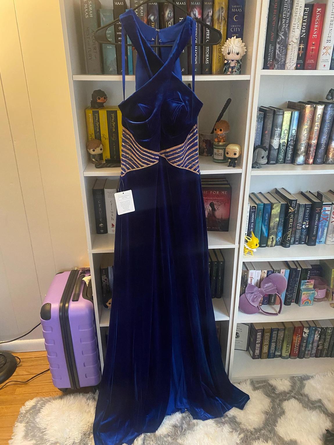Size 12 Prom Velvet Navy Blue Mermaid Dress on Queenly