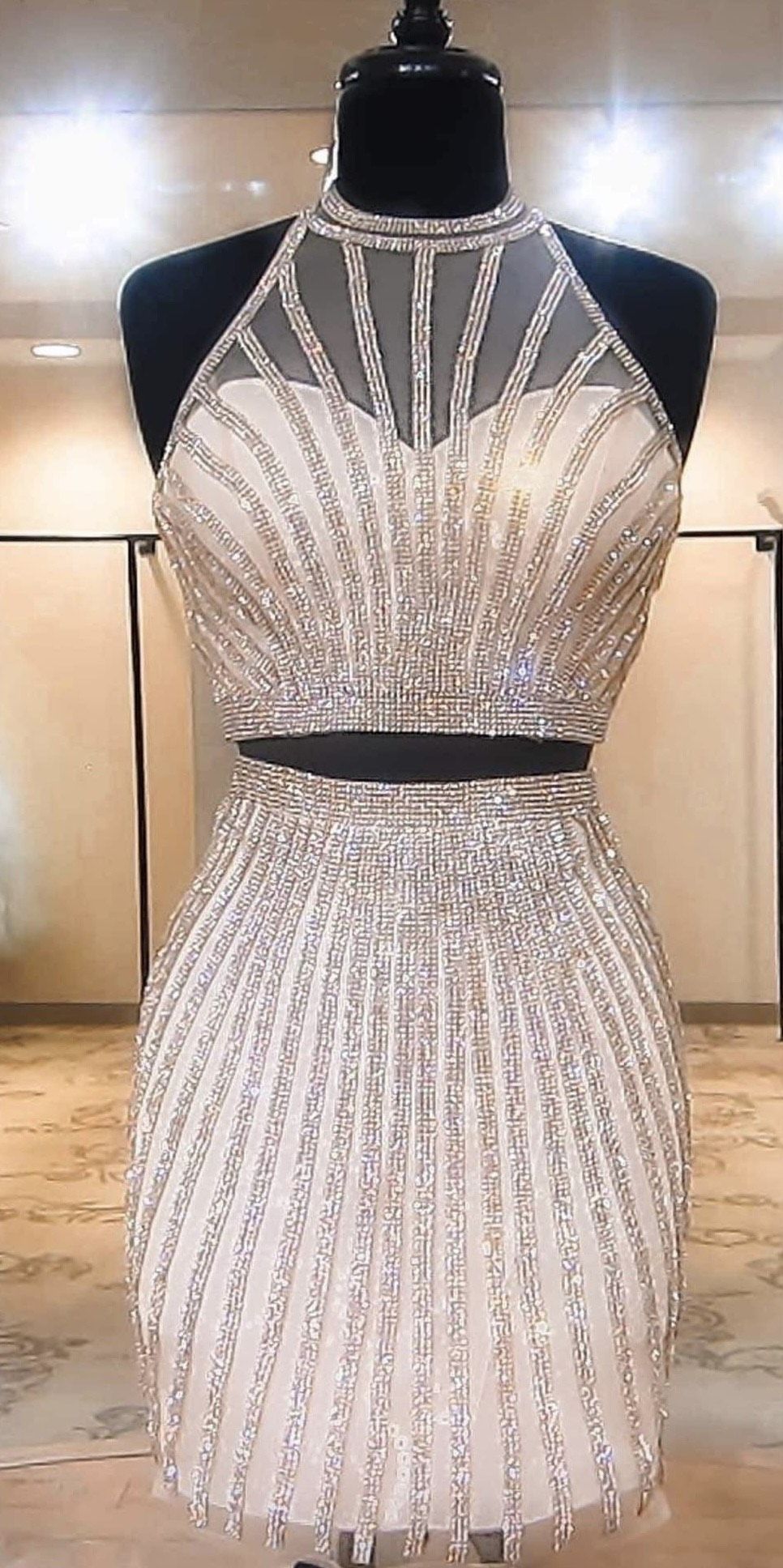 Blush Prom Size 4 Prom Sequined Gold Cocktail Dress on Queenly