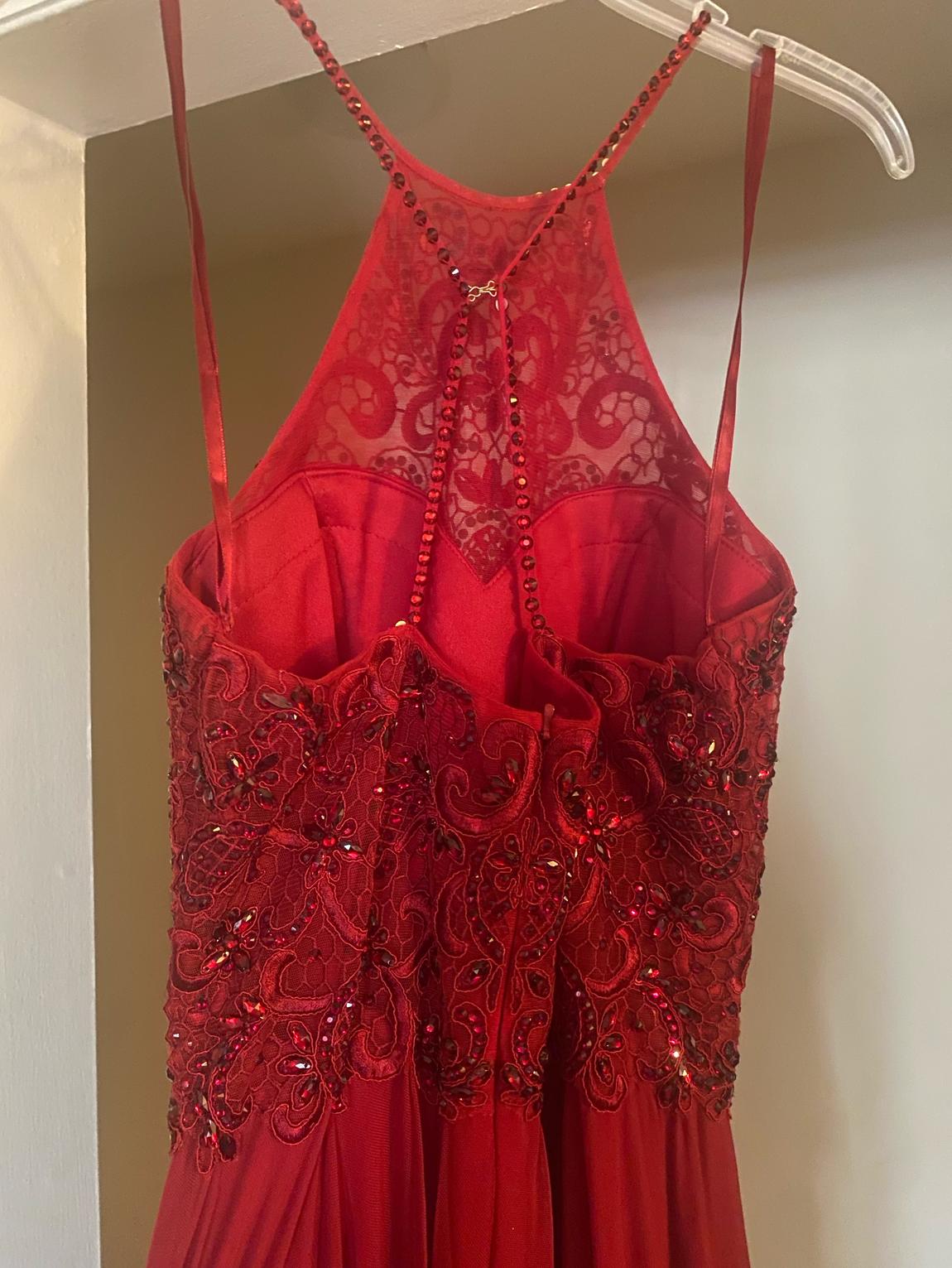 Size 6 Lace Red A-line Dress on Queenly