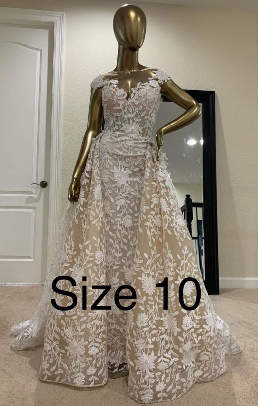 Tarik Ediz Size 10 White A-line Dress on Queenly
