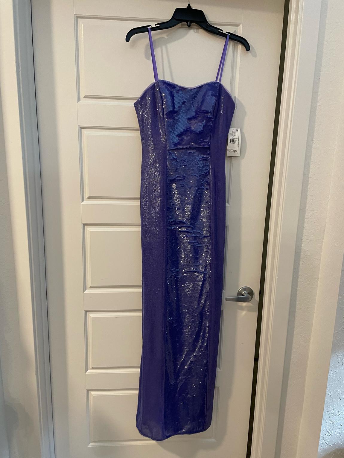 Size 4 Strapless Sequined Purple Side Slit Dress on Queenly