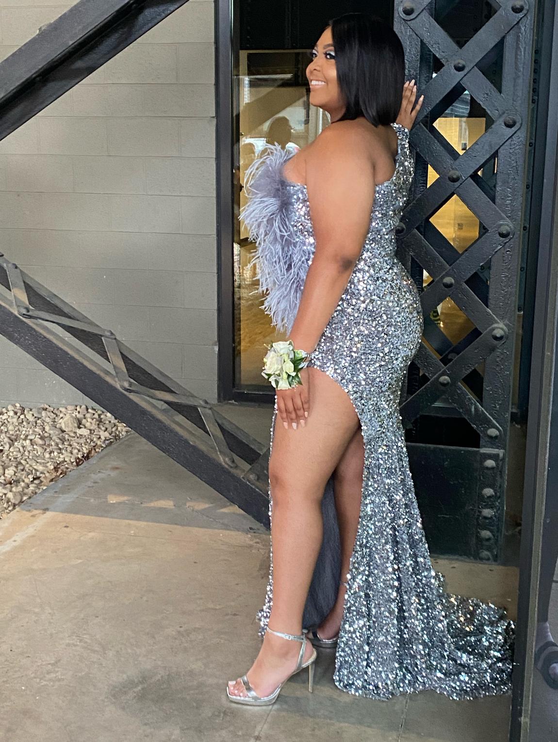 Plus Size 20 Prom Silver Mermaid Dress on Queenly