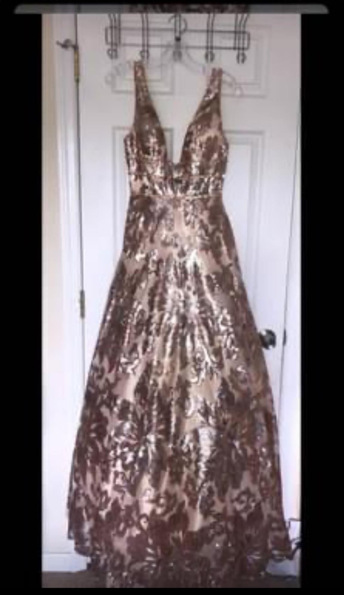 Size 0 Gold Floor Length Maxi on Queenly