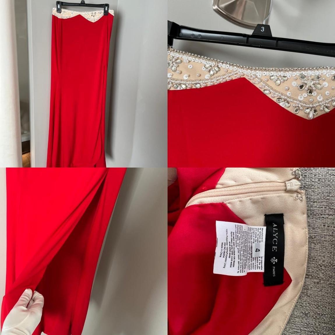 Alyce Paris Size 4 Sequined Red Side Slit Dress on Queenly