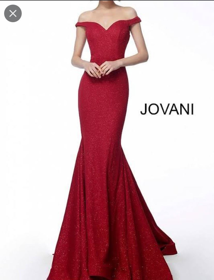 Jovani Plus Size 20 Prom Off The Shoulder Red Mermaid Dress on Queenly