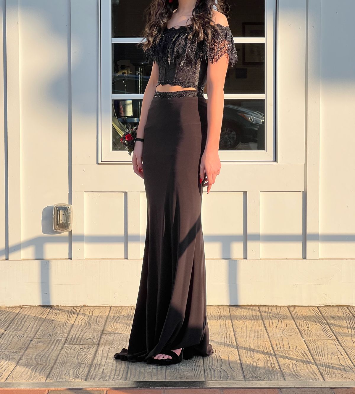 Ellie Wilde Size 00 Prom Lace Black Floor Length Maxi on Queenly
