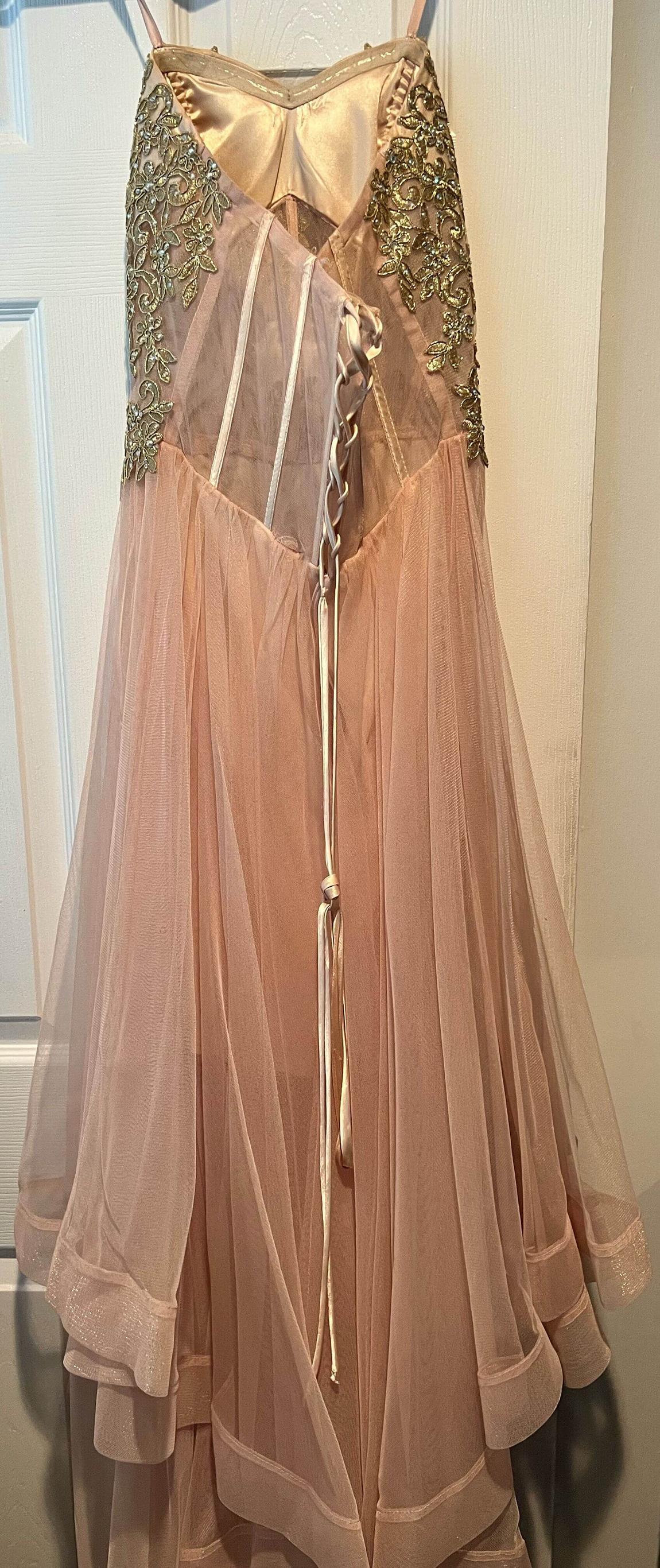 Camille La Vie Girls Size 3 Prom Strapless Lace Light Pink Floor Length Maxi on Queenly