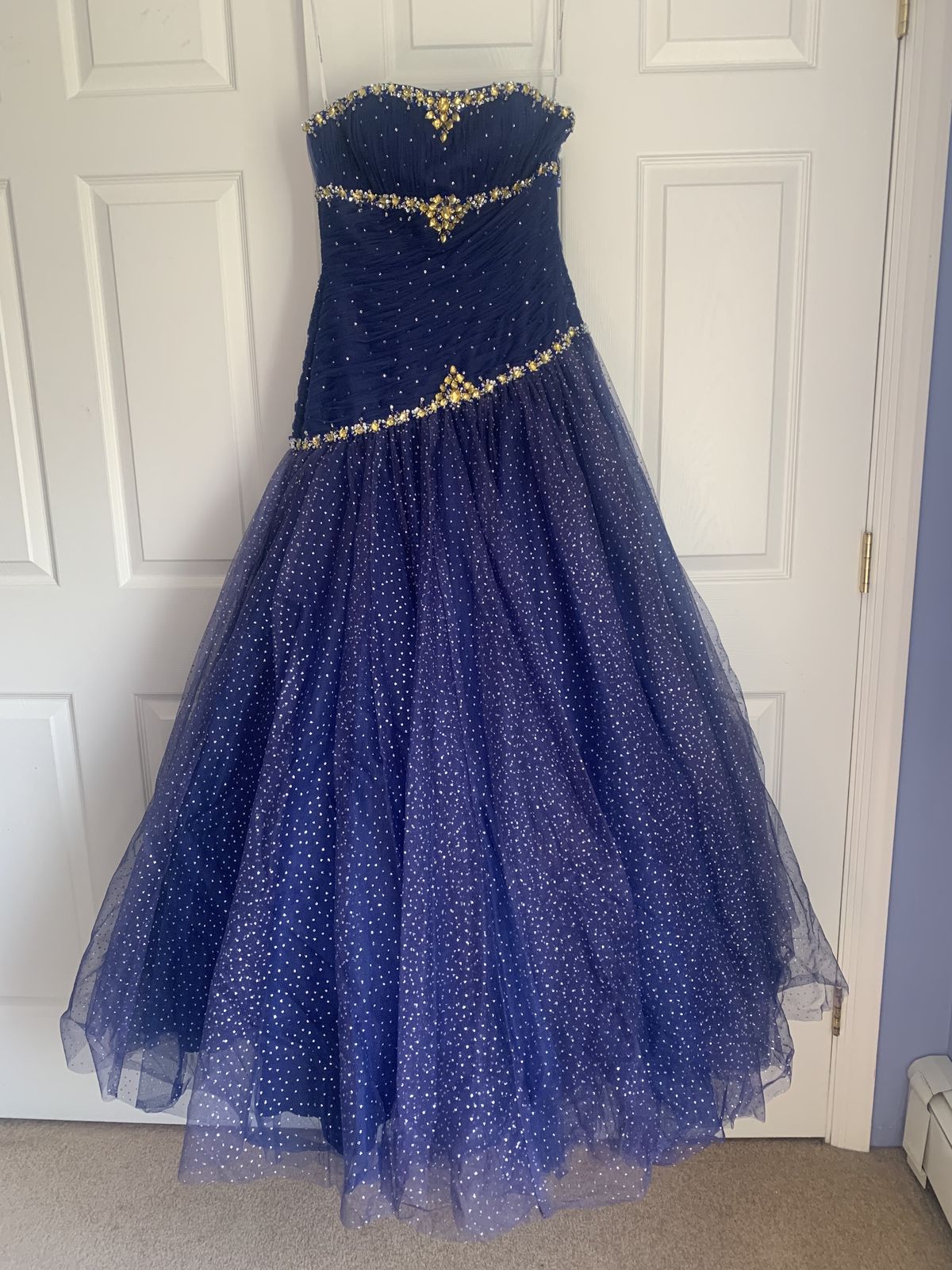 Alyce Design Size 2 Prom Sequined Royal Blue Ball Gown on Queenly