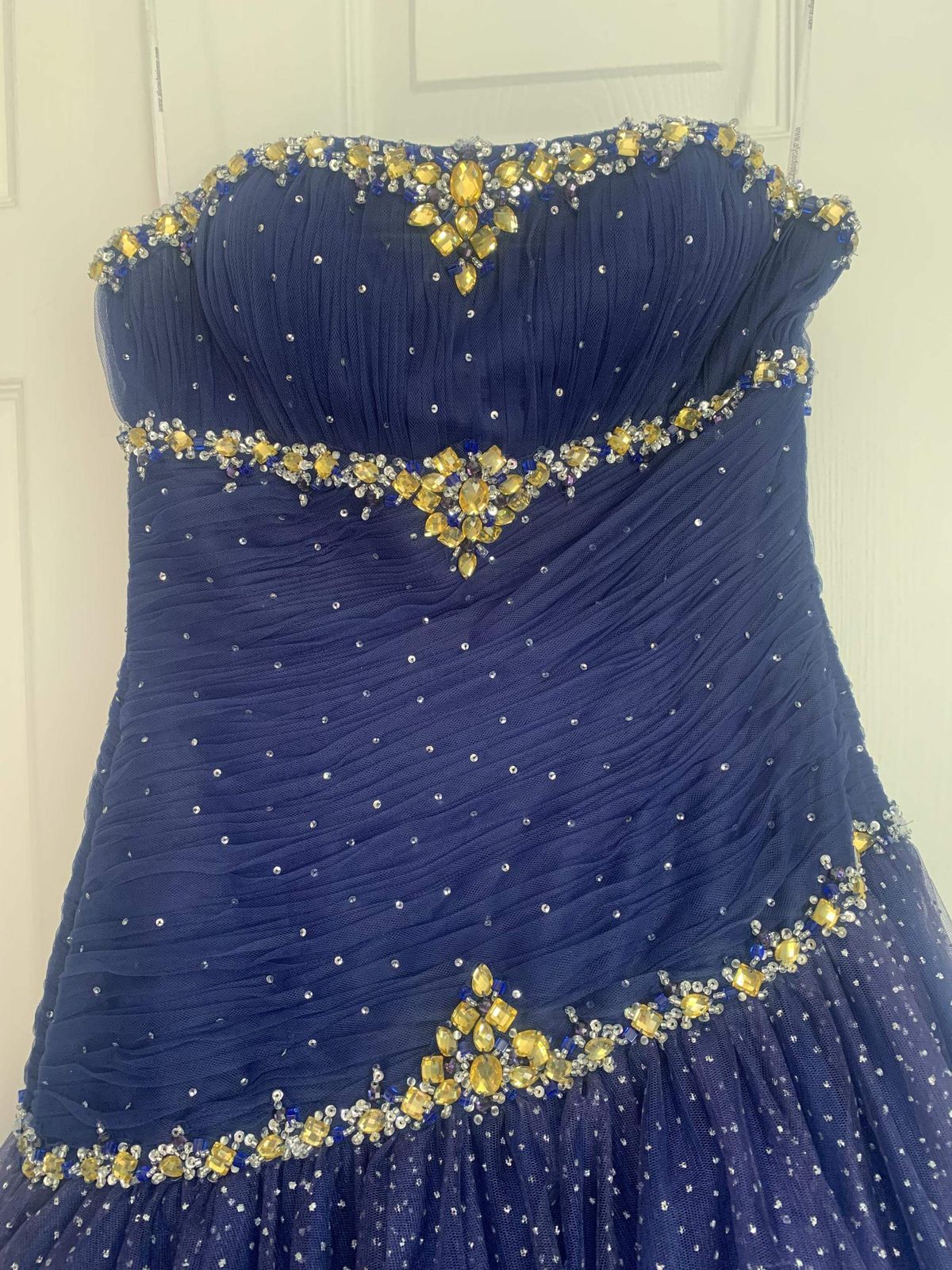 Alyce Design Size 2 Prom Sequined Royal Blue Ball Gown on Queenly