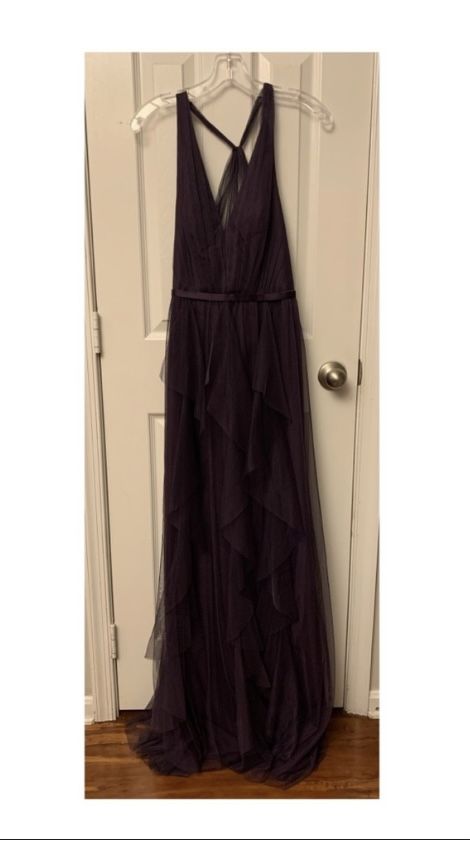 White by Vera Want (David's Bridal) Size 4 Bridesmaid Lace Purple A-line Dress on Queenly