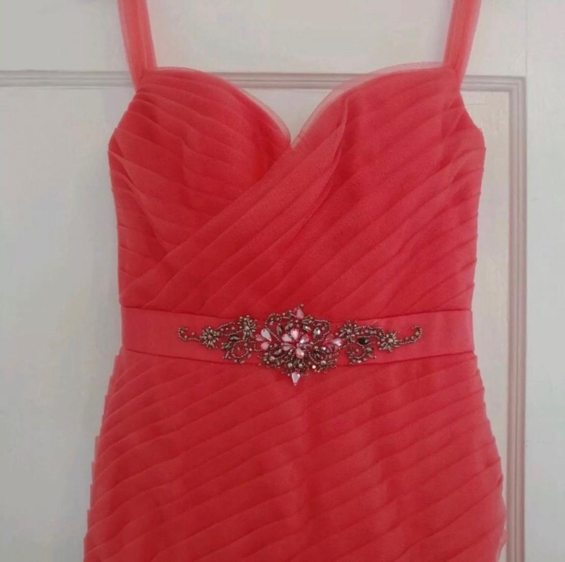 Terani Size 8 Prom Coral A-line Dress on Queenly