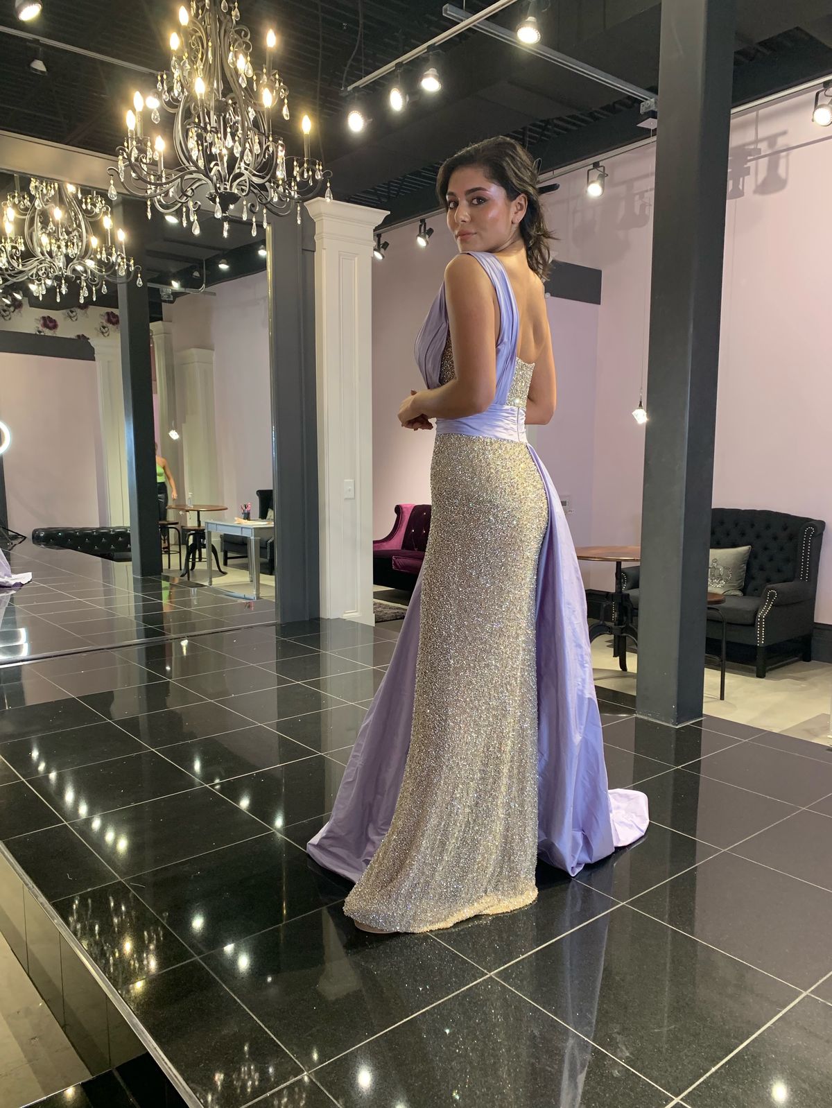 Jovani Size 2 Prom Satin Light Purple Side Slit Dress on Queenly