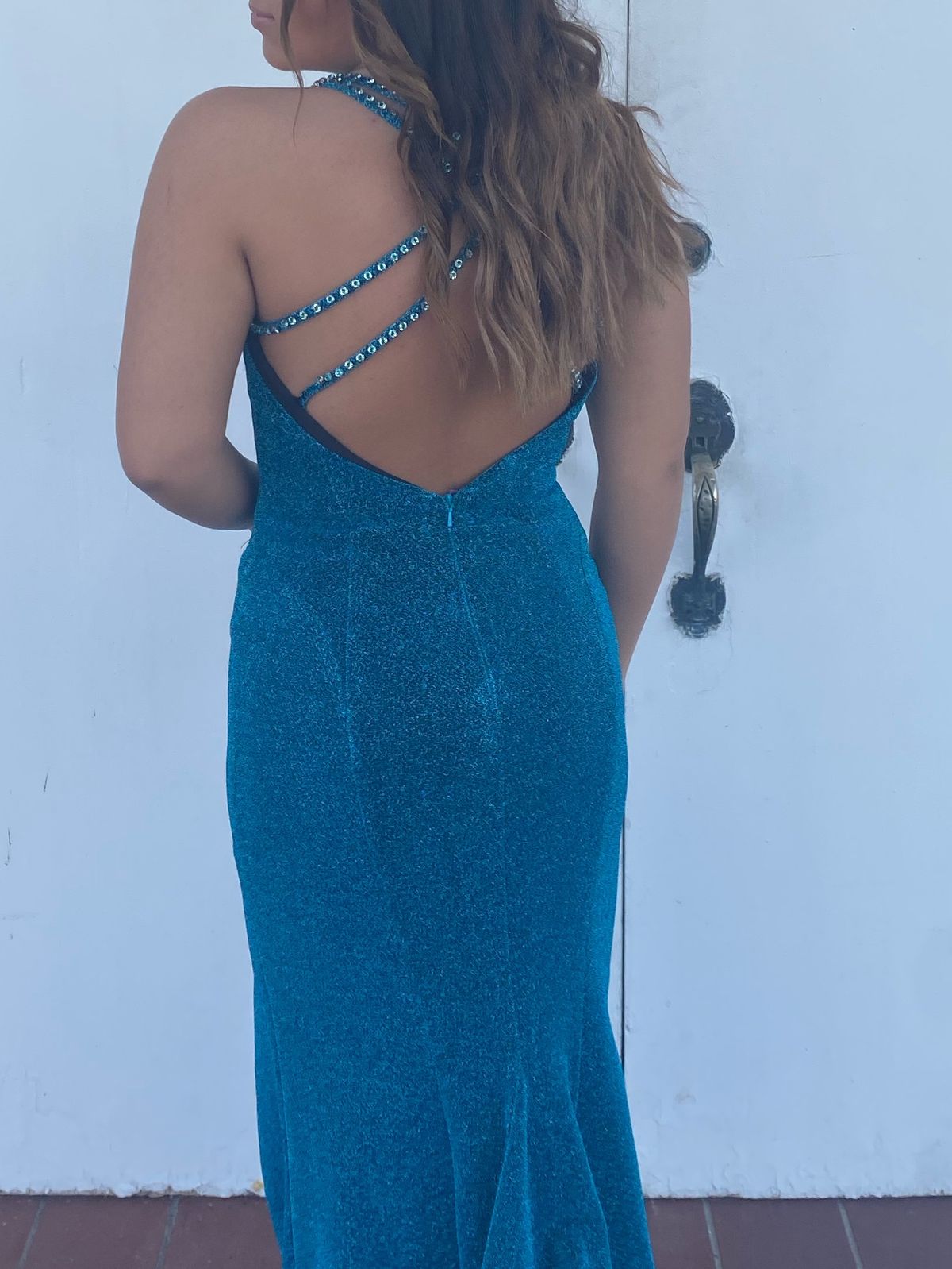 Size 4 Prom Turquoise Blue Side Slit Dress on Queenly
