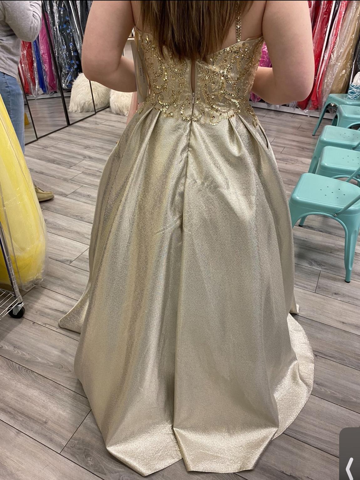Size 10 Prom Gold Ball Gown on Queenly