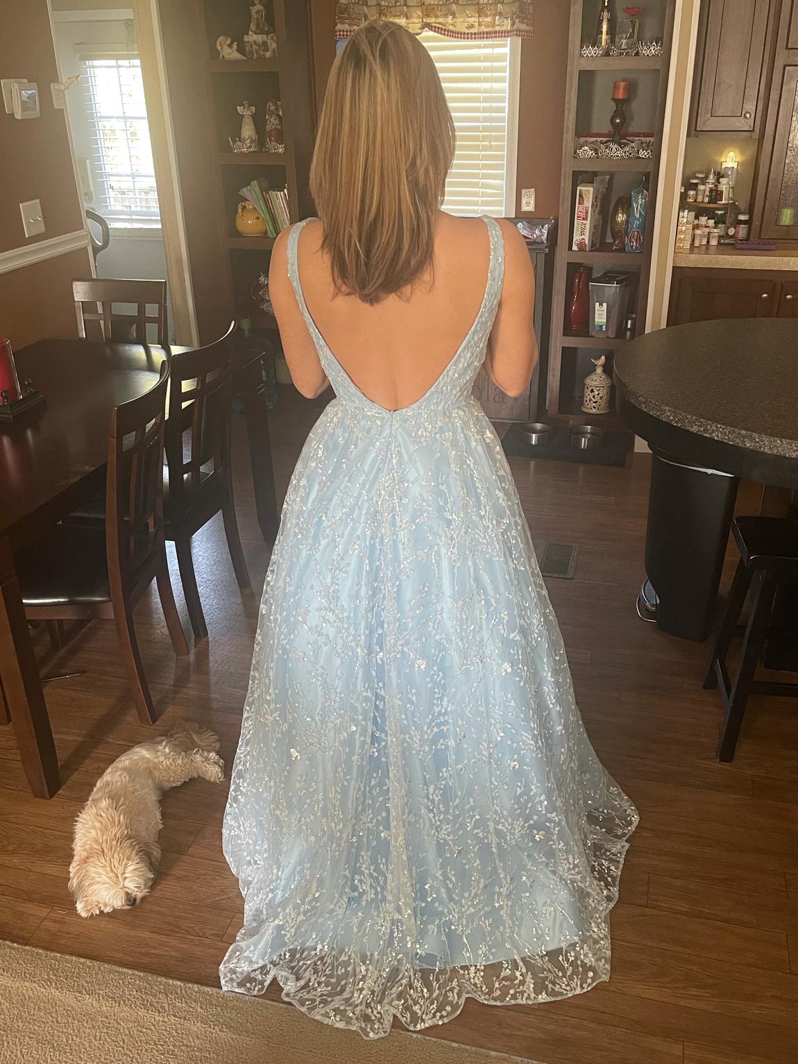 Sherri Hill Size 4 Prom Sequined Light Blue A-line Dress on Queenly