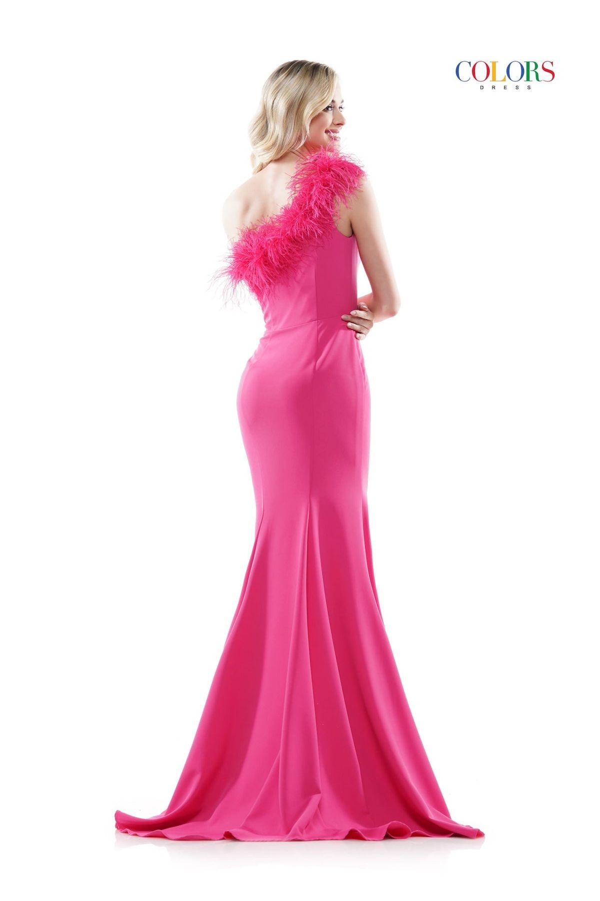 Style Brielle Colors Size 8 Prom One Shoulder Hot Pink Side Slit Dress on Queenly