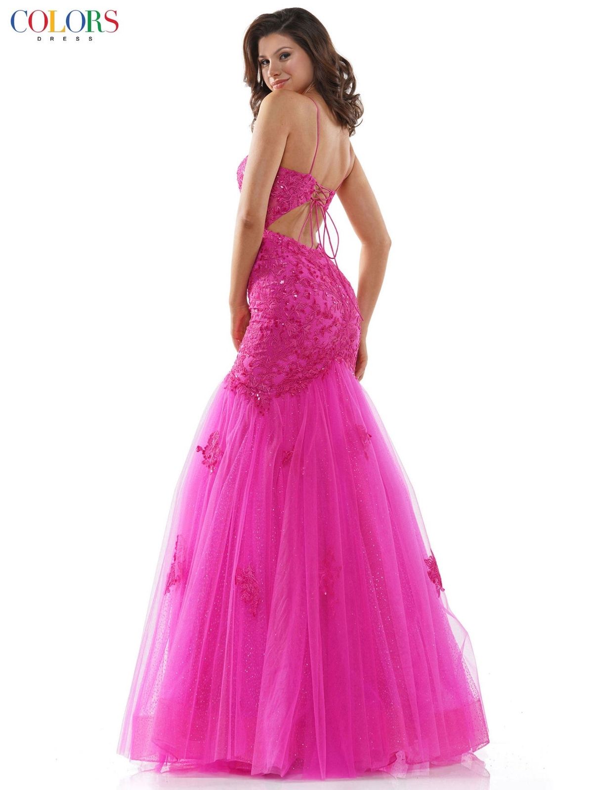 Style Kinlee Colors Size 10 Prom Sequined Hot Pink Mermaid Dress on Queenly