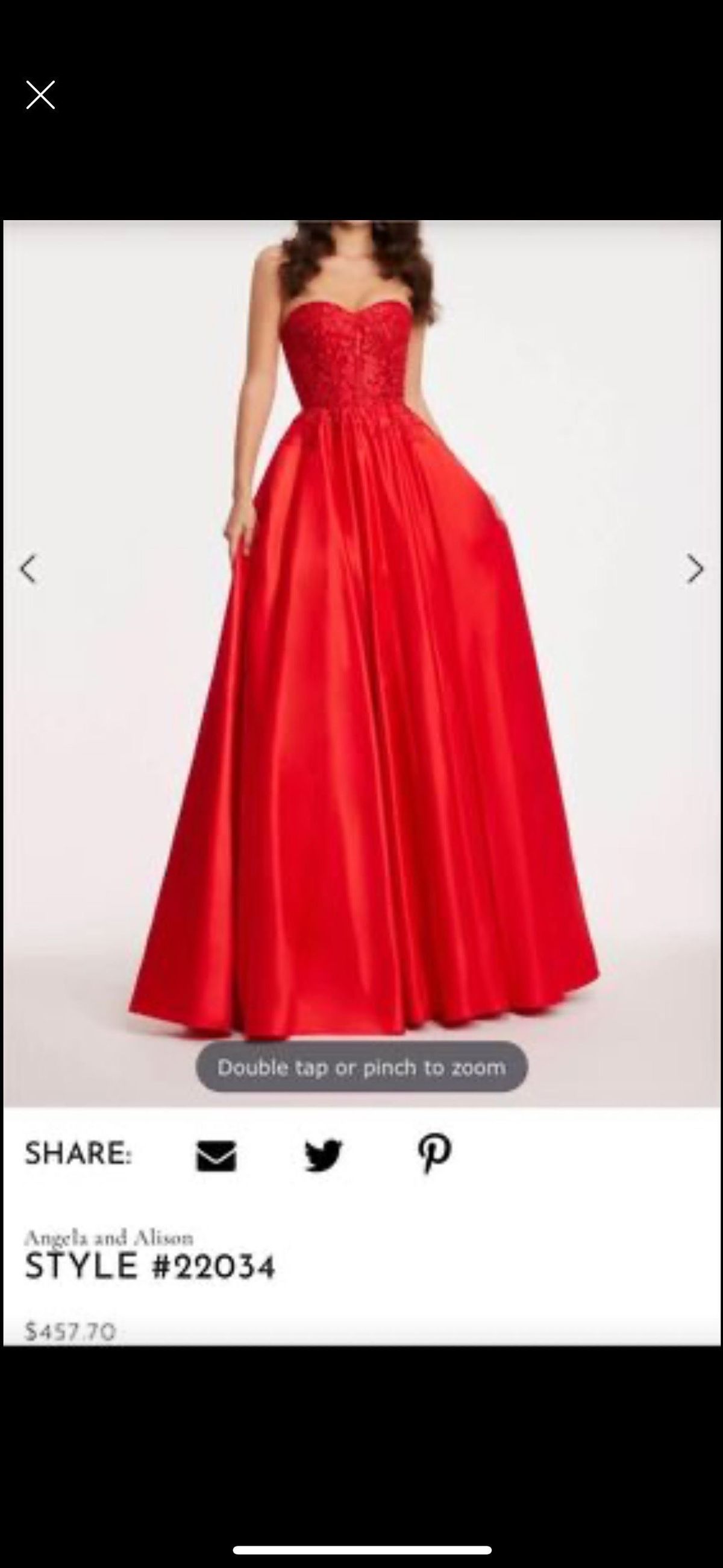 Angela and Alison Size 6 Strapless Red Ball Gown on Queenly