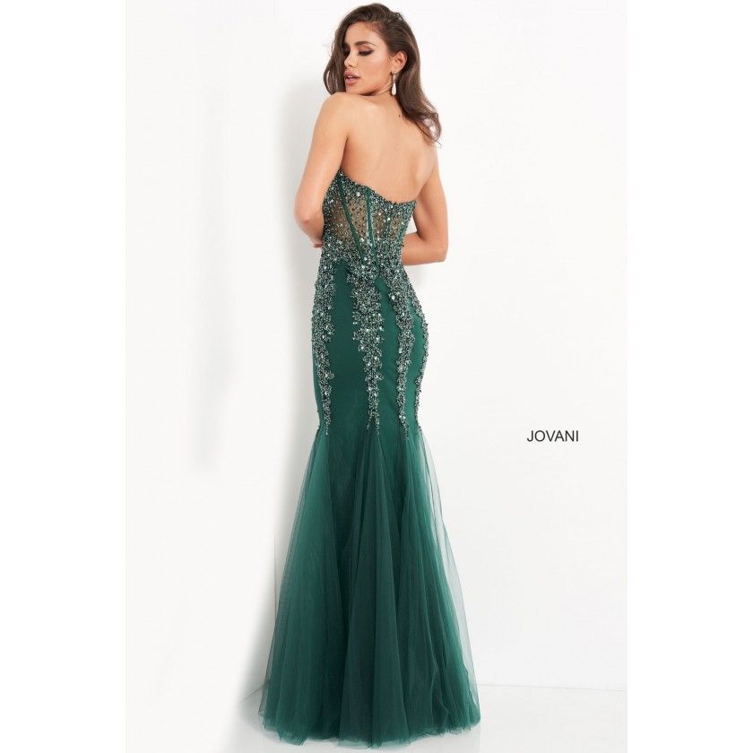 Style 5908 Jovani Size 6 Prom Strapless Sheer Blue Mermaid Dress on Queenly