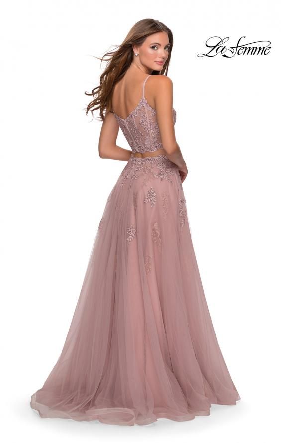 Style 28271 La Femme Size 6 Prom Pink Side Slit Dress on Queenly