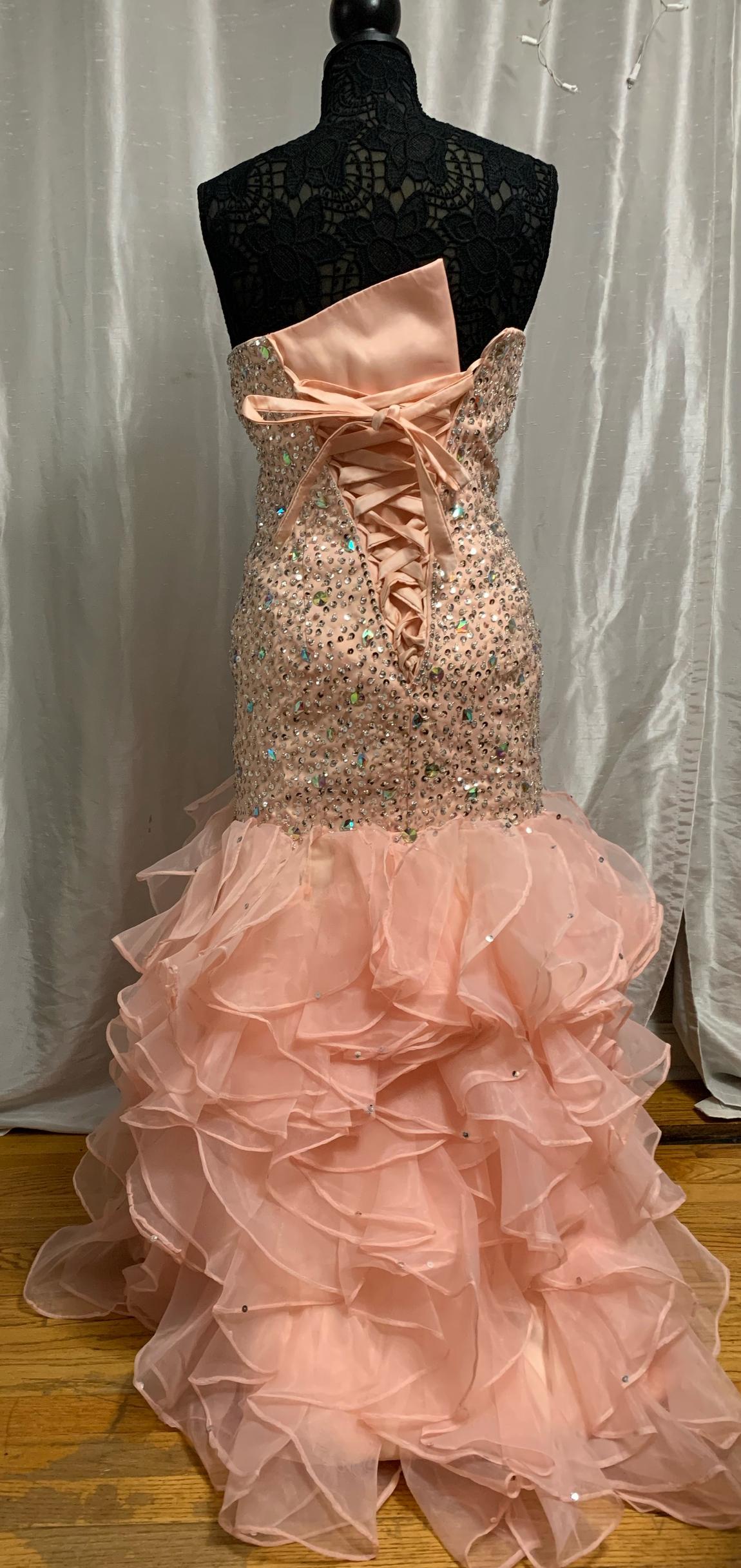 Size 4 Prom Strapless Sequined Coral Mermaid Dress on Queenly