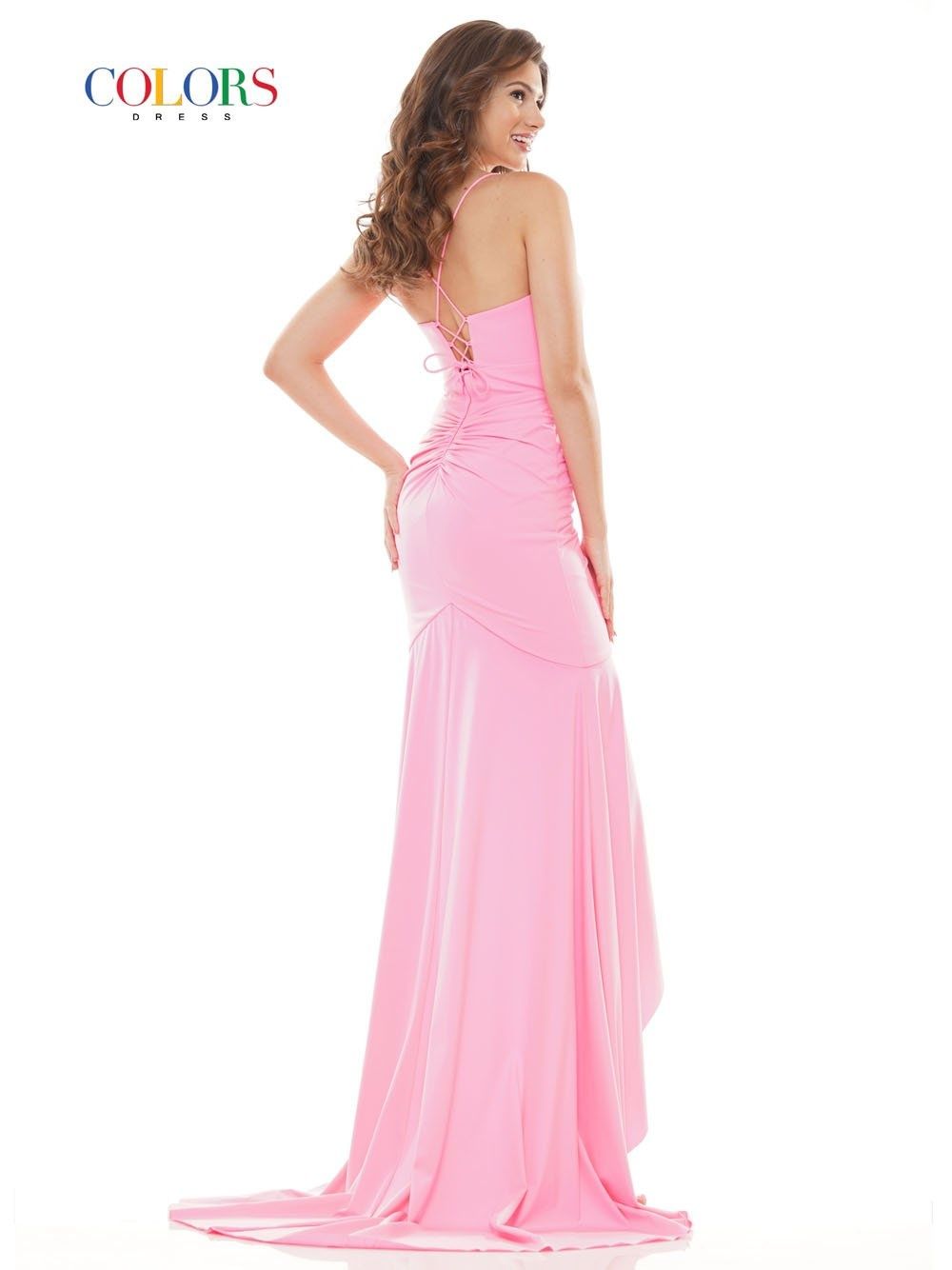 Style 2739 Colors Size 2 Satin Red Side Slit Dress on Queenly