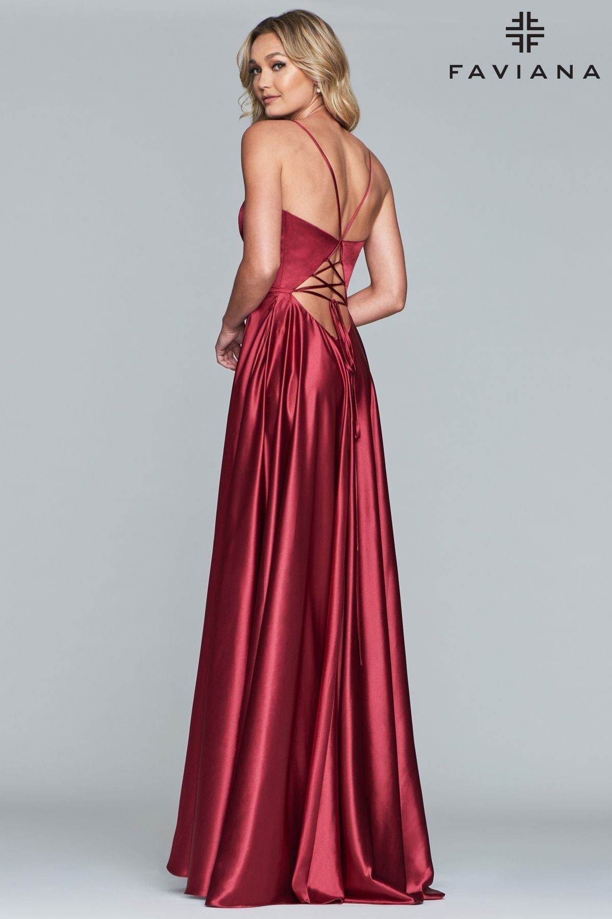Style S10209 Faviana Size 0 Bridesmaid Red Side Slit Dress on Queenly