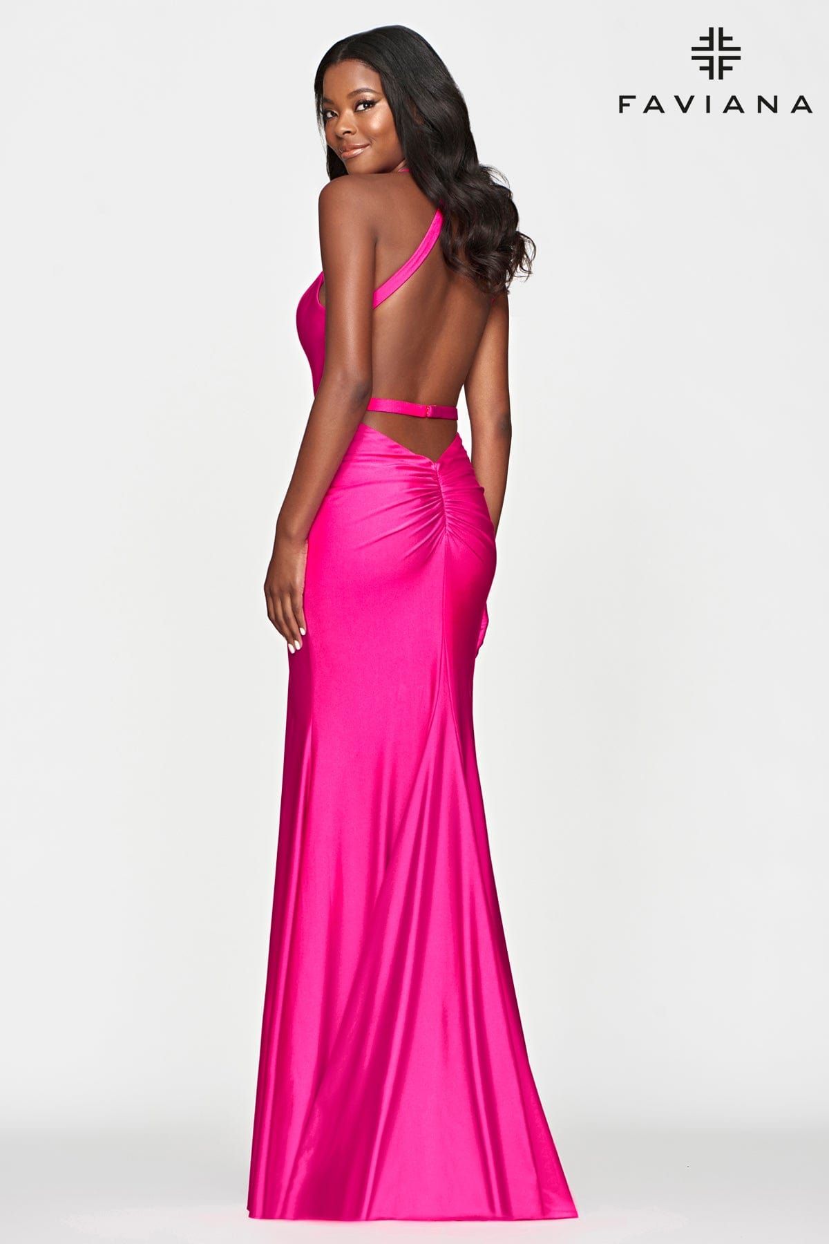Style S10646 Faviana Size 2 Prom Plunge Hot Pink Floor Length Maxi on Queenly