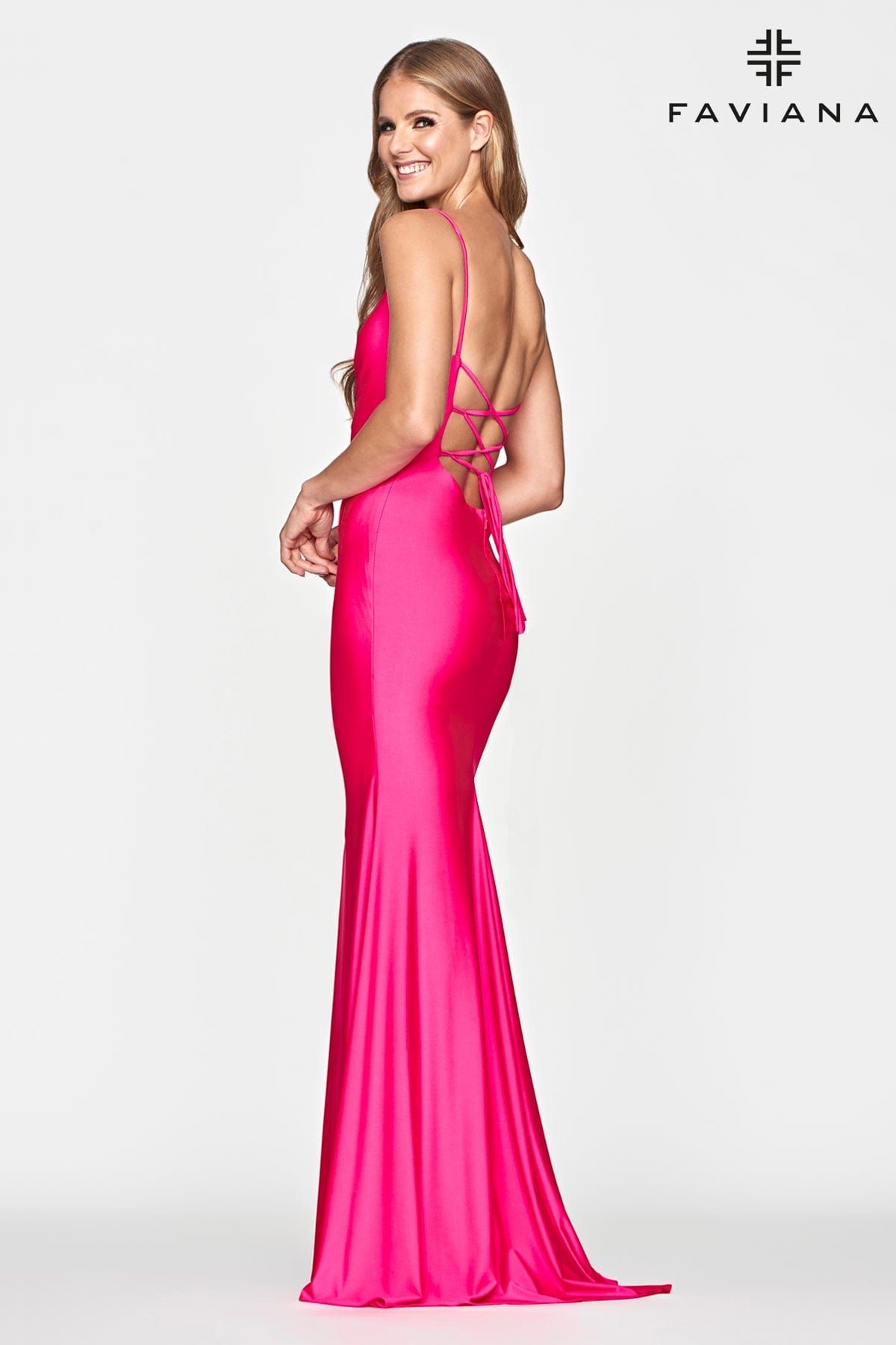 Style S10644 Faviana Size 2 Prom Hot Pink Floor Length Maxi on Queenly