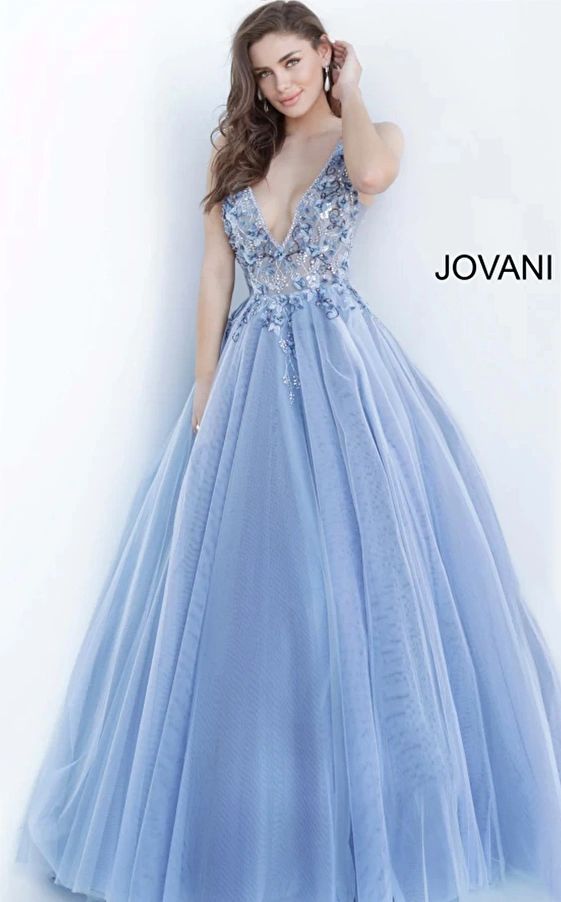 Style 3110 Jovani Size 4 Pageant Sequined Blue Ball Gown on Queenly