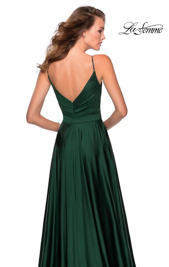 Style 28607 La Femme Plus Size 20 Emerald Black Side Slit Dress on Queenly
