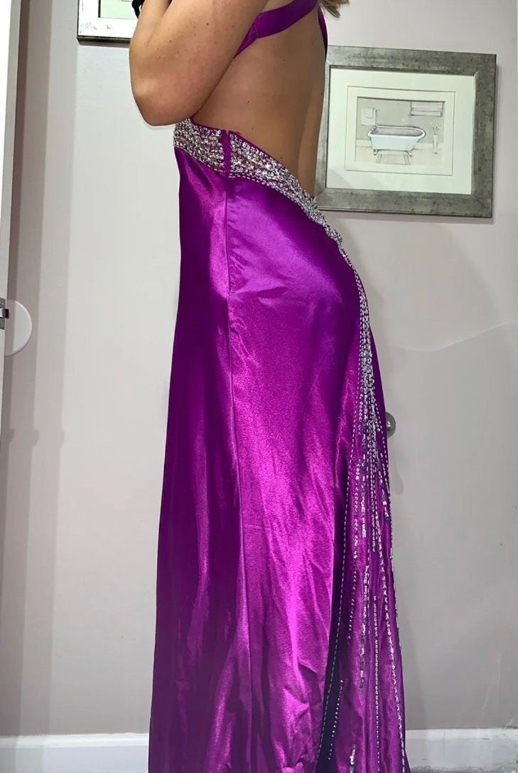 Sean Collection Size 10 Satin Purple Floor Length Maxi on Queenly