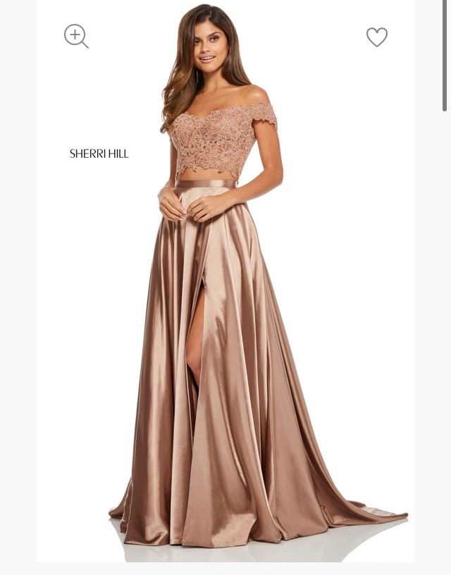 Sherri Hill Size 00 Prom Satin Nude Side Slit Dress on Queenly