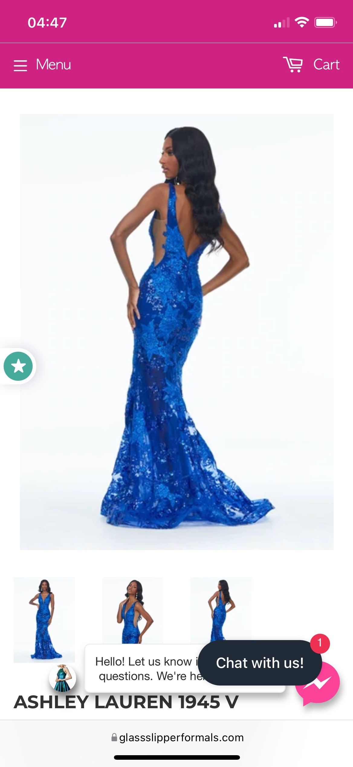 Ashley Lauren Size 6 Prom Sheer Royal Blue Mermaid Dress on Queenly