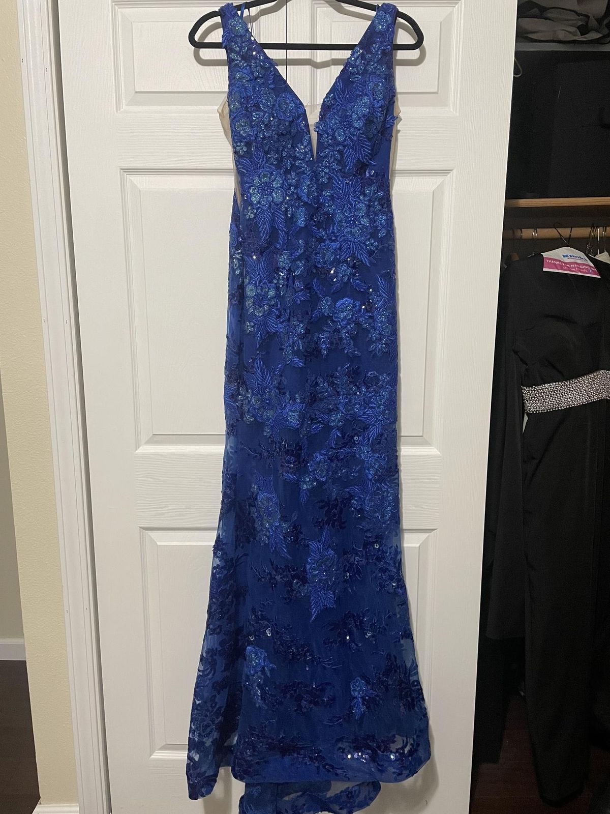 Ashley Lauren Size 6 Prom Sheer Royal Blue Mermaid Dress on Queenly
