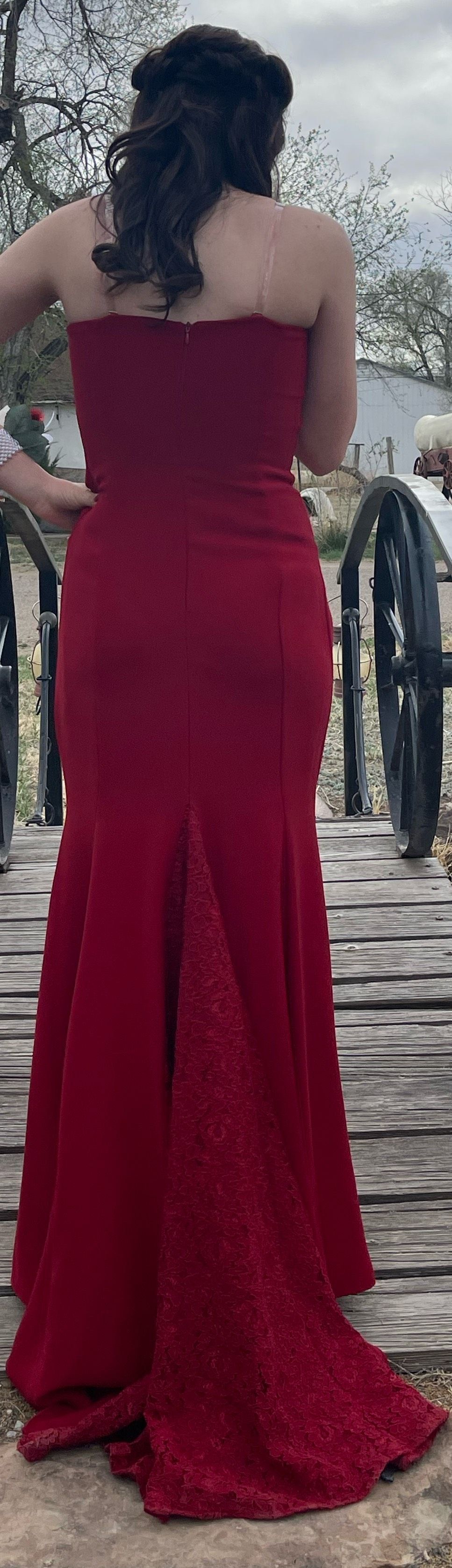 Size 4 Prom Red Dress With Train on Queenly