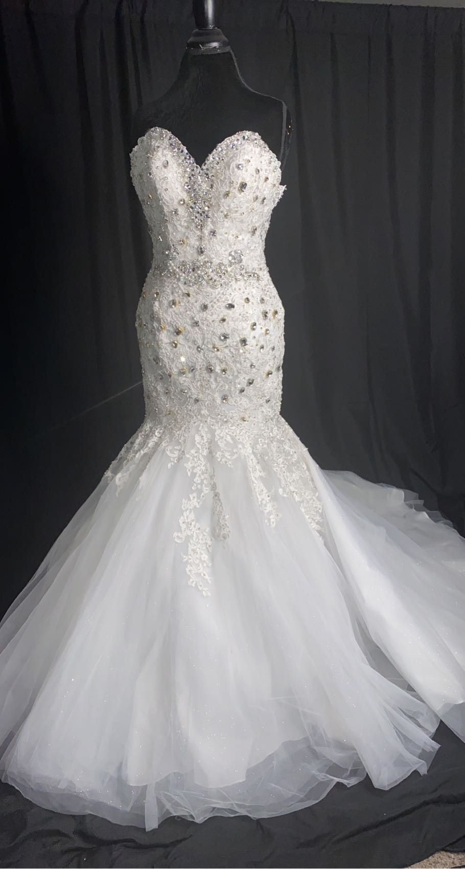 Size 4 Sequined White Mermaid Dress on Queenly