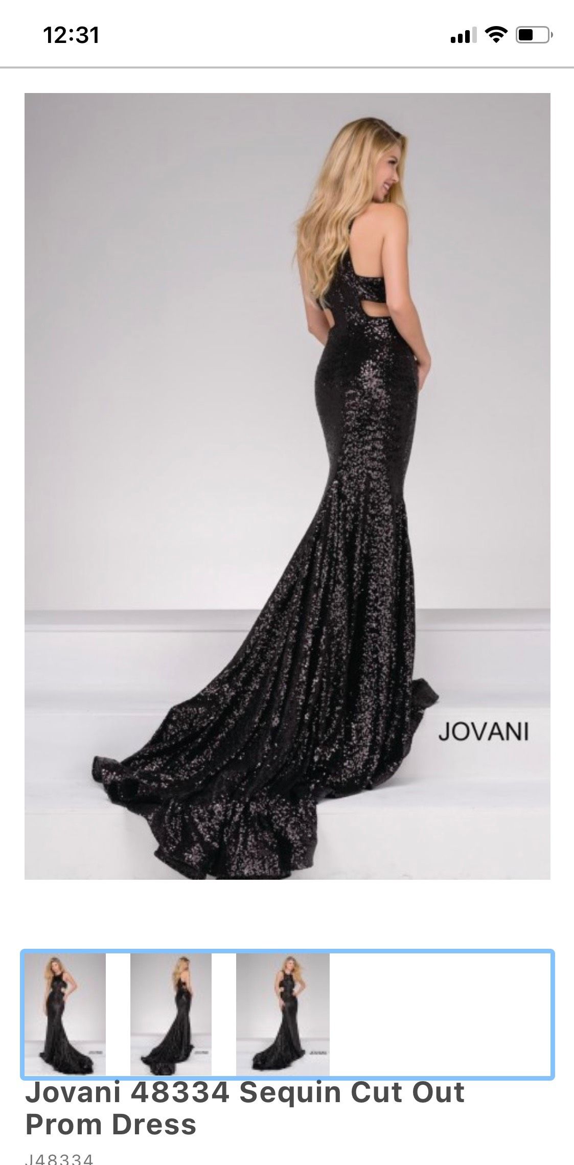Jovani Size 4 Prom High Neck Black Dress With Train on Queenly