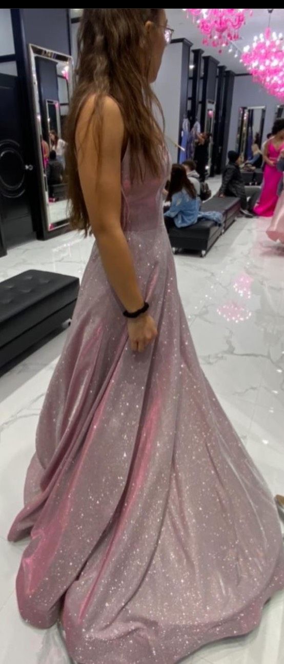 Size 0 Prom Sequined Light Pink Ball Gown on Queenly