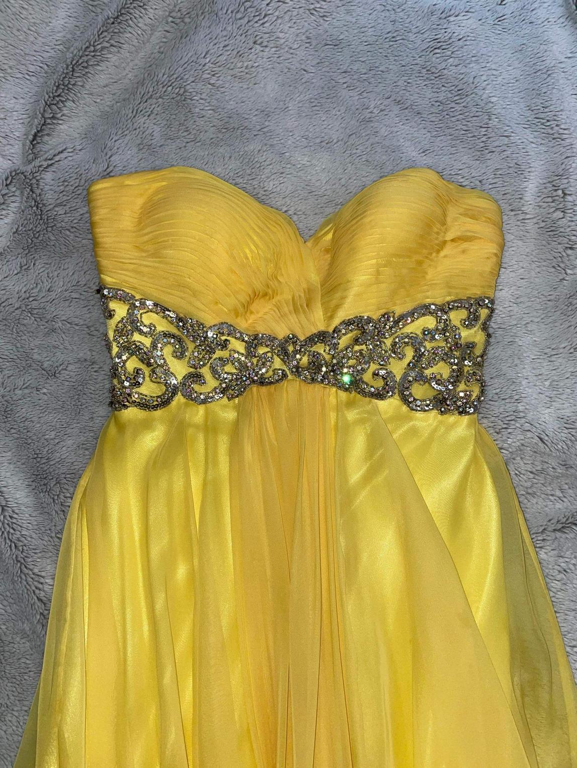 Tiffany Designs Size 2 Yellow Floor Length Maxi on Queenly