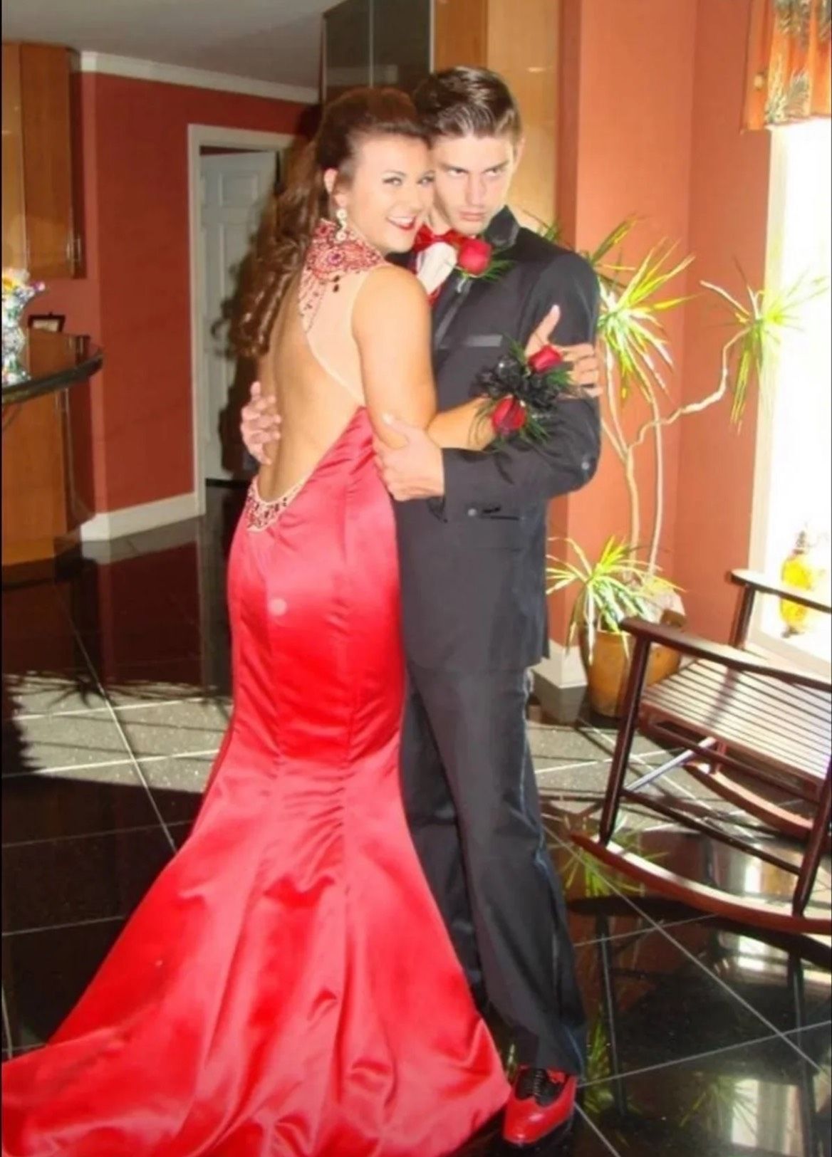 Size 4 Prom High Neck Sequined Red Mermaid Dress on Queenly
