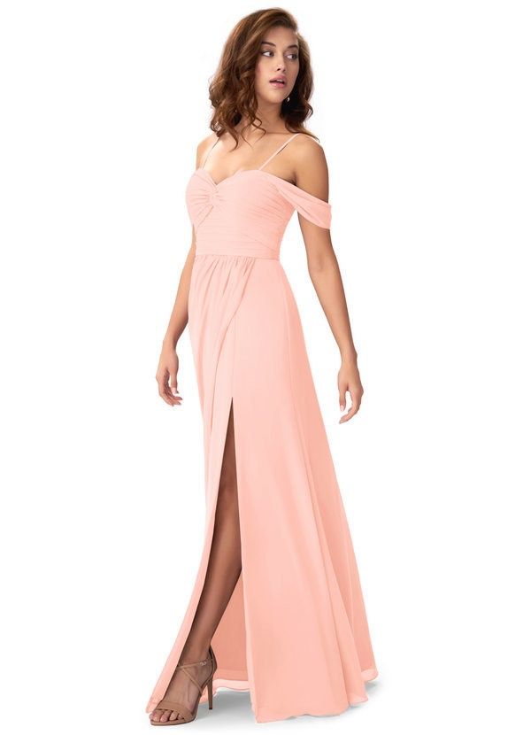Azazie Size 4 Bridesmaid Coral Side Slit Dress on Queenly