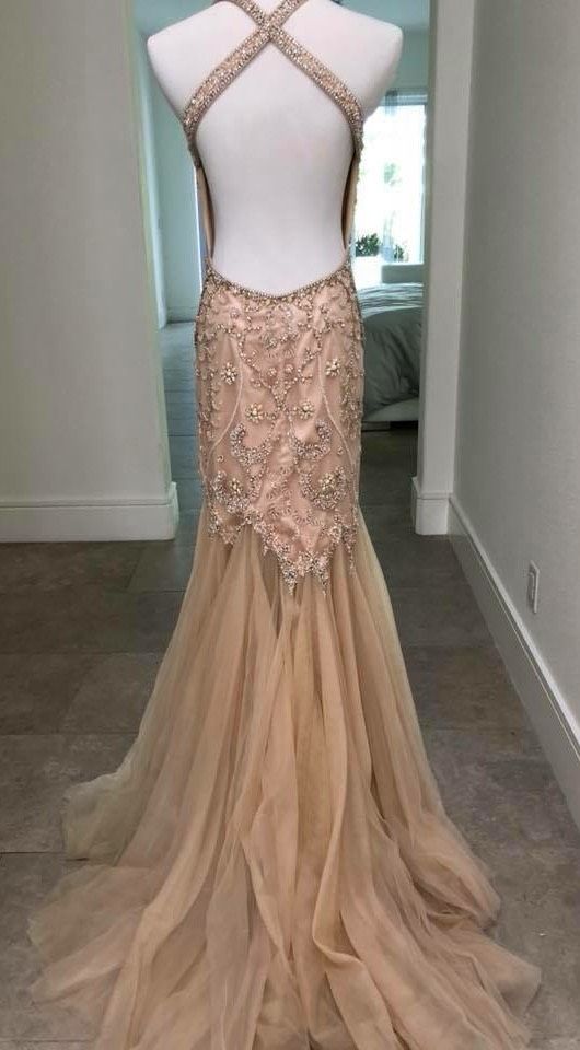 Size 4 Nude Mermaid Dress on Queenly
