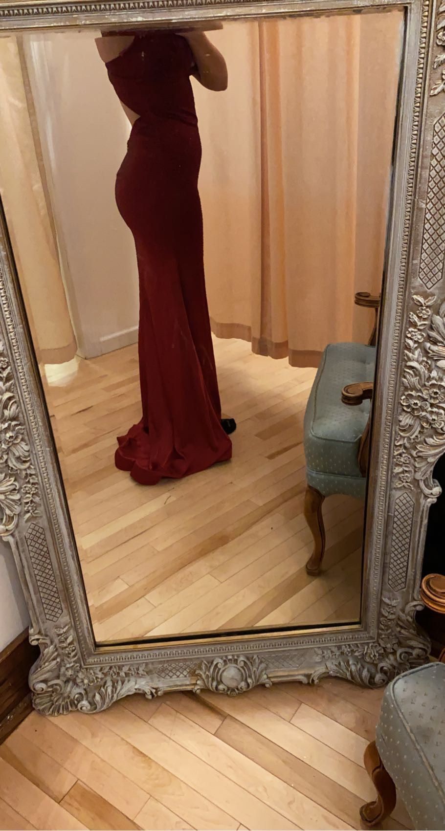 Jovani Size 6 Bridesmaid Plunge Burgundy Red Mermaid Dress on Queenly