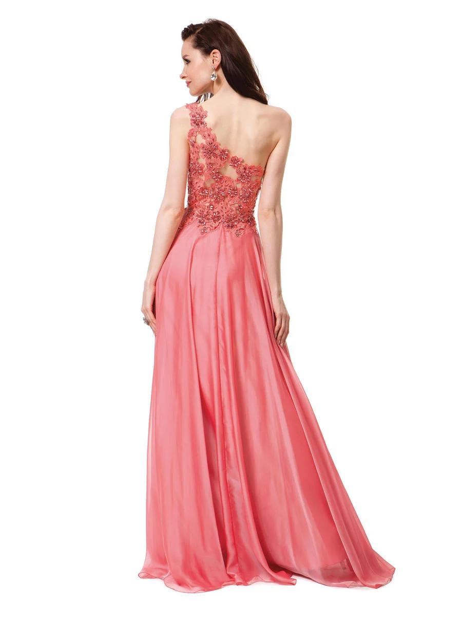 Style 1120 COLORS Size 8 Bridesmaid One Shoulder Sequined Coral A-line Dress on Queenly