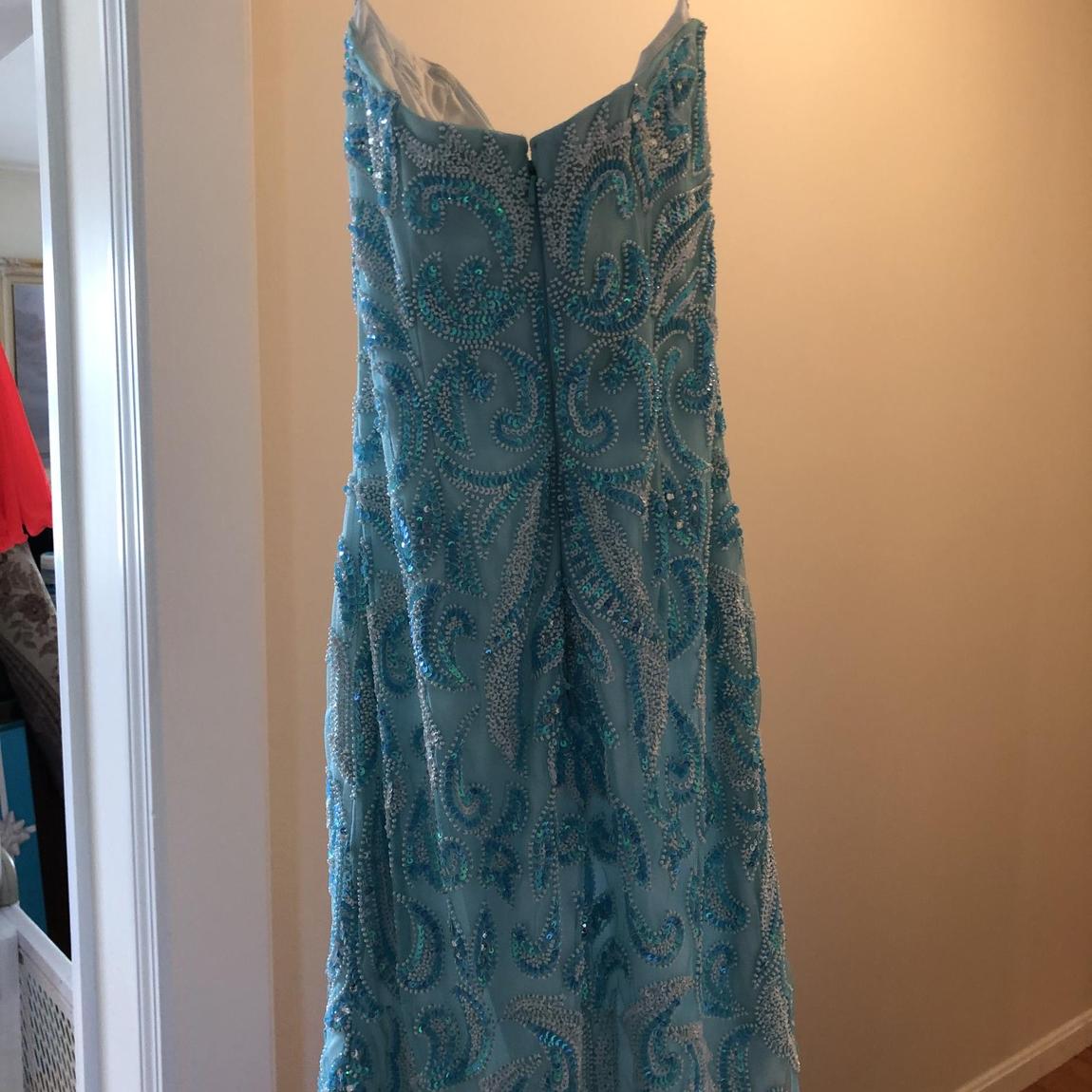 Size 2 Sequined Blue Floor Length Maxi on Queenly