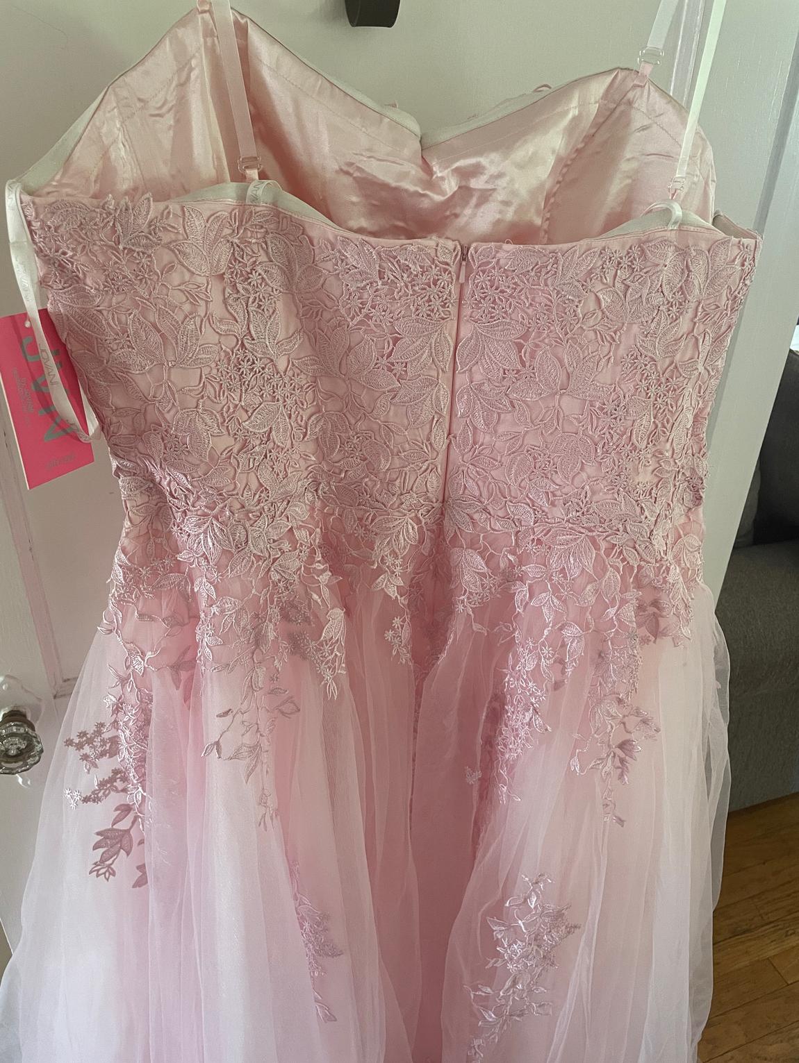 Jvn by Jovani Plus Size 24 Prom Strapless Lace Light Pink Ball Gown on Queenly