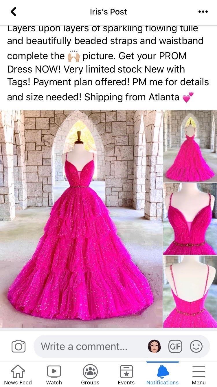 Size 14 Prom Hot Pink Ball Gown on Queenly